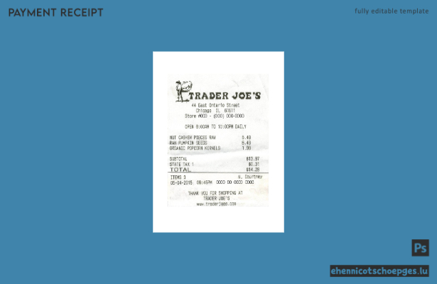 Vorschau eines Beispiels für einen Kassenbon von Trader Joe's